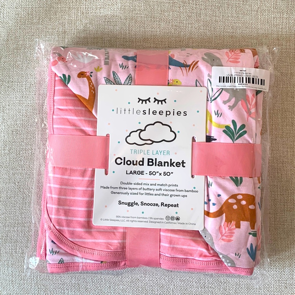 Little sleepies cloud blanket pink dinosaurs new in bag